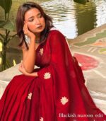 Maroon Poddo Saree - Image 2