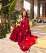 Maroon Poddo Saree - Image 3